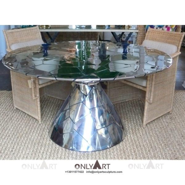Interior decoration stainless steel modern art table furniture sculpture