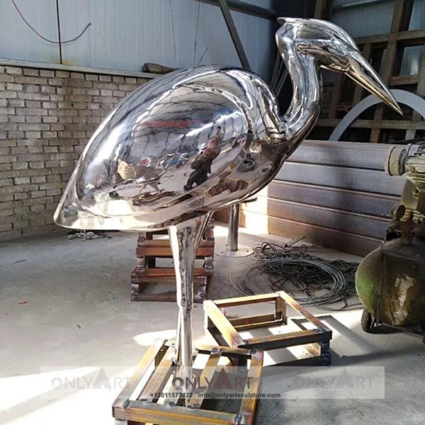 Outdoor home garden decor Fashion New product stainless steel Life Size bird Flamingos sculpture