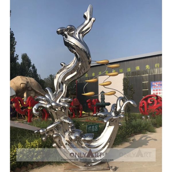 Large Outdoor Mirror Polished Abstract Modern Art Sculpture Stainless Steel